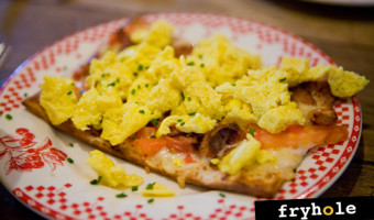 La Boulange: Breakfast Pizza, Soup du Jour, Latte